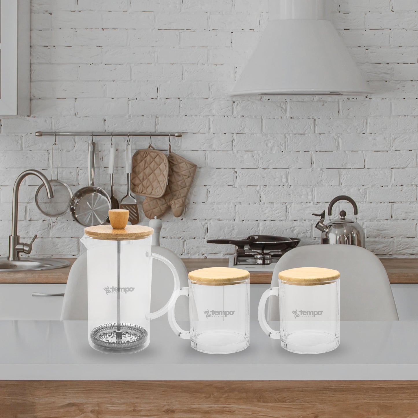 Kit Coffee Break – Set de Tazas y Cafetera Francesa Personalizable
