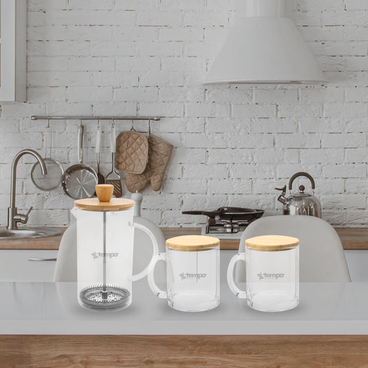 Kit Coffee Break – Set de Tazas y Cafetera Francesa Personalizable